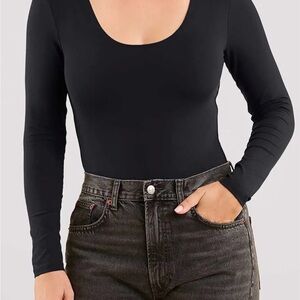 nuuds Black Long-Sleeve Bodysuit